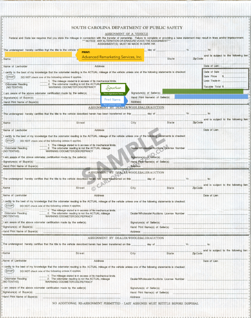 car donation south carolina title 2001