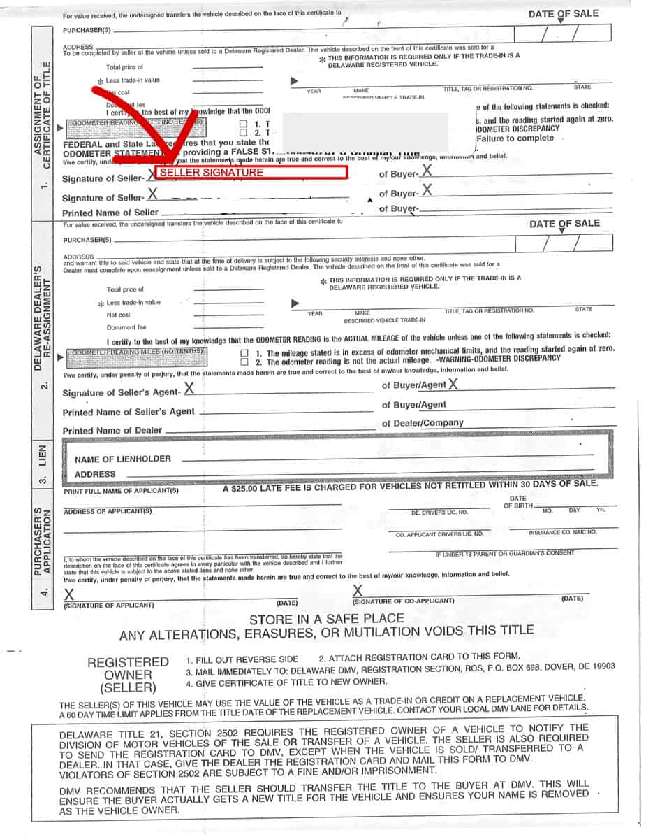 delaware title seller signature