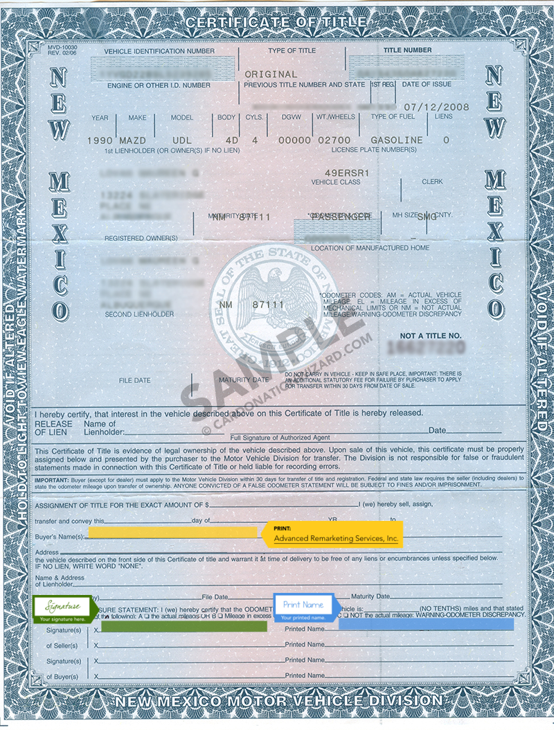 donate a car new mexico title 2008