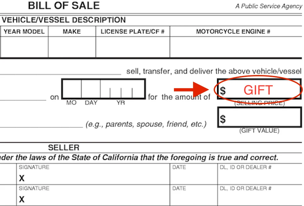 Where Do You Write Gift On A Car Title